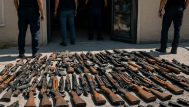 Environ 300 armes prohibées découvertes chez un armurier près de Marseille.
