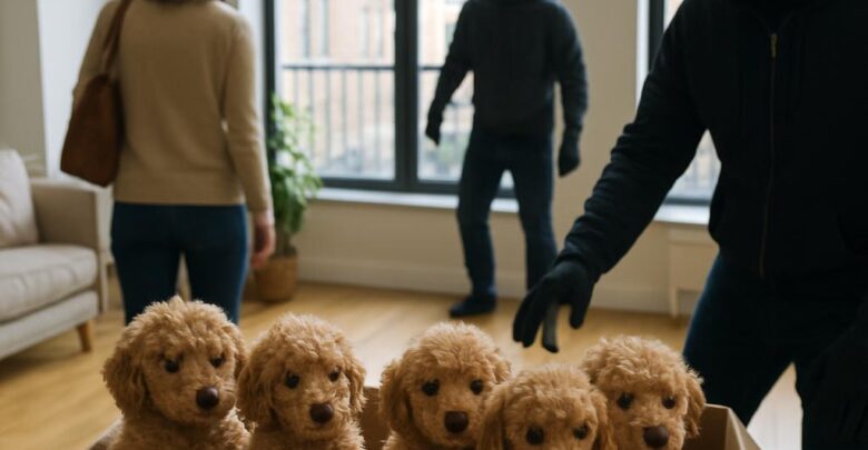 Six chiots caniche dérobés dans un appartement new-yorkais par des voleurs masqués
