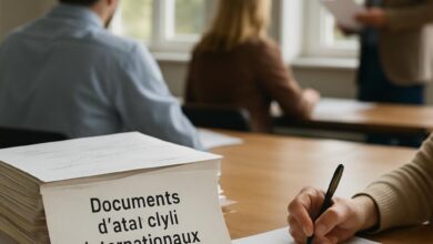 Documents d'état civil internationaux et annotations complémentaires.